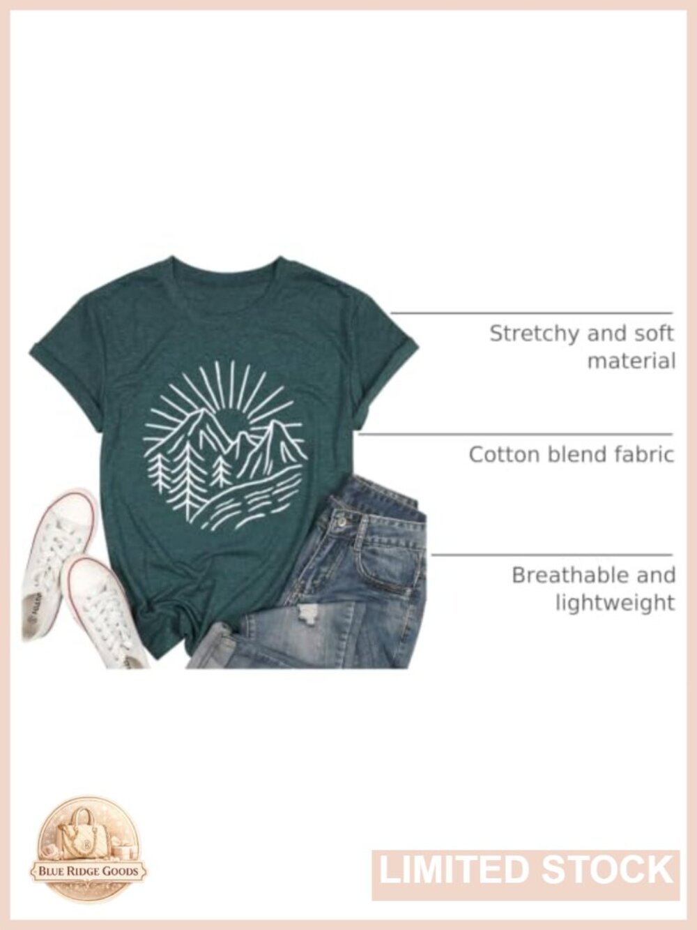 Hiking Mountain Graphic Tank Top - Funny Pine Tree Sunrise Workout Tee - Picture 3 of 6